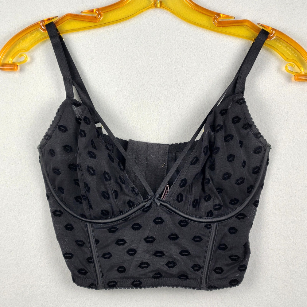 Victoria's Secret Very Sexy Black Strappy Quarter Cup Corset Bra Top 32DD Gothic